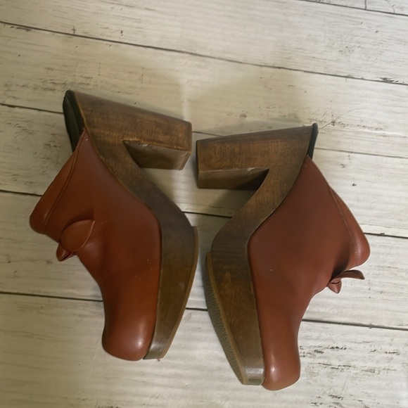 Rachel Comey Whiskey Leather Bow Platform Heeled Clogs - Picture 8 of 15